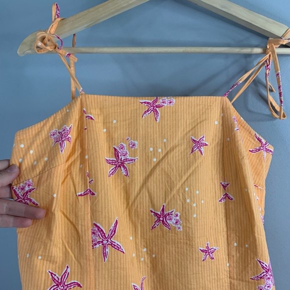 Lilly Pulitizer Women's Y2K Starfish Beach Tank Sun Dress Orange Pink Mini VTG 6 - Picture 9 of 15